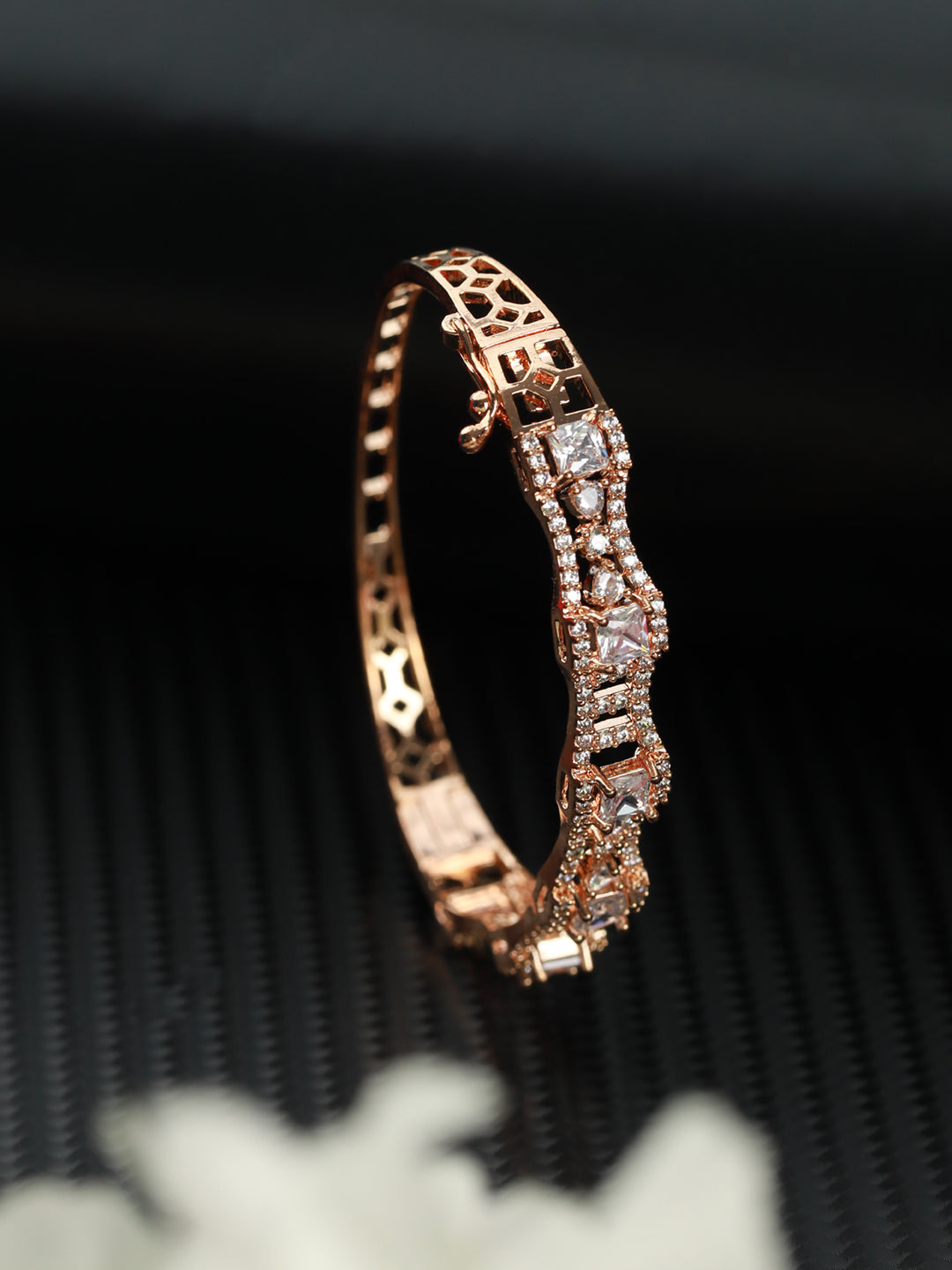 Rose Gold-Plated American Diamond Studded Bracelet - Jazzandsizzle