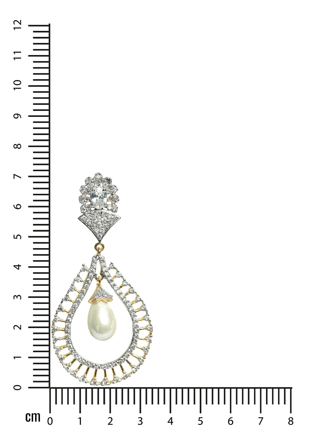 Pearl Drop & American Diamond Studded Pear Shaped Earrings - Jazzandsizzle