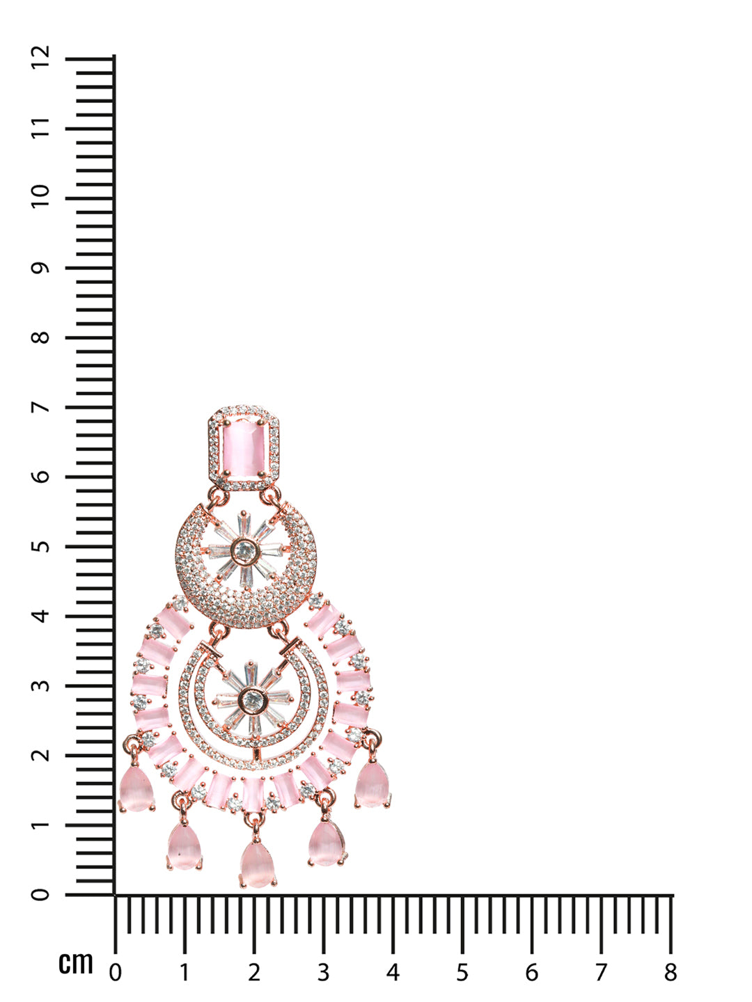 Rose Gold Plated & Pink American Diamond studded Chandbalis Earrings - Jazzandsizzle
