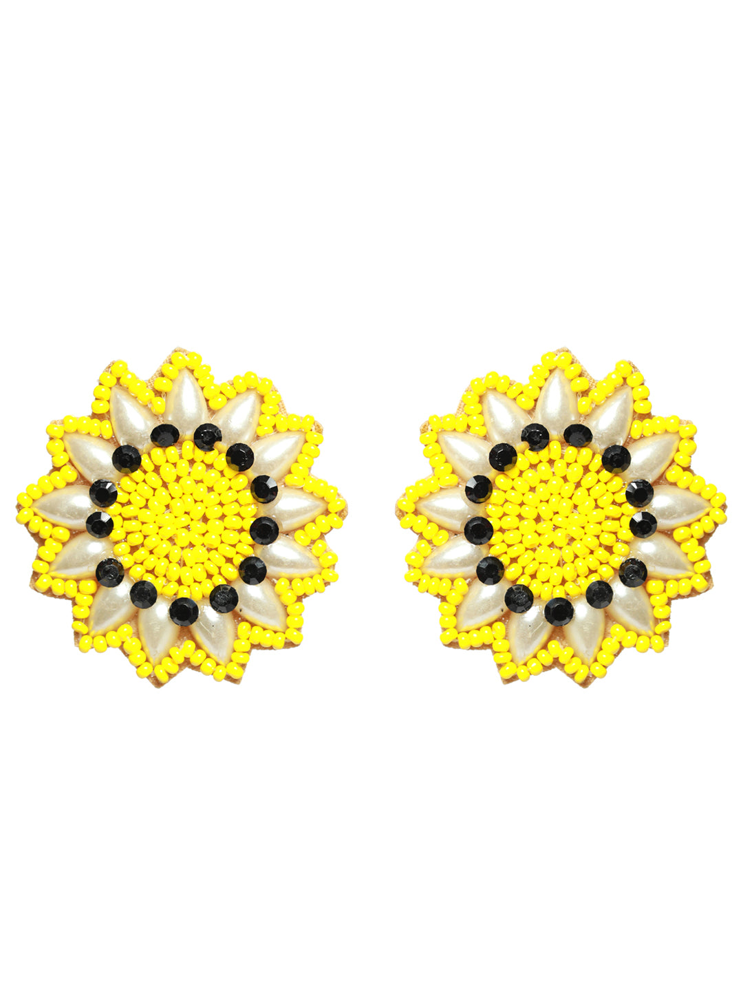 Gold-Plated Handcrafted Yellow & Black Stud Earrings - Jazzandsizzle