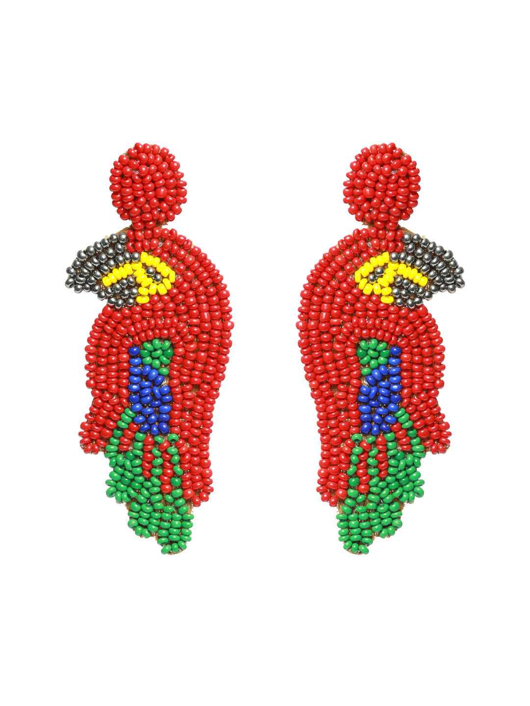 Red & Green Parrot Shaped Drop Earrings - Jazzandsizzle