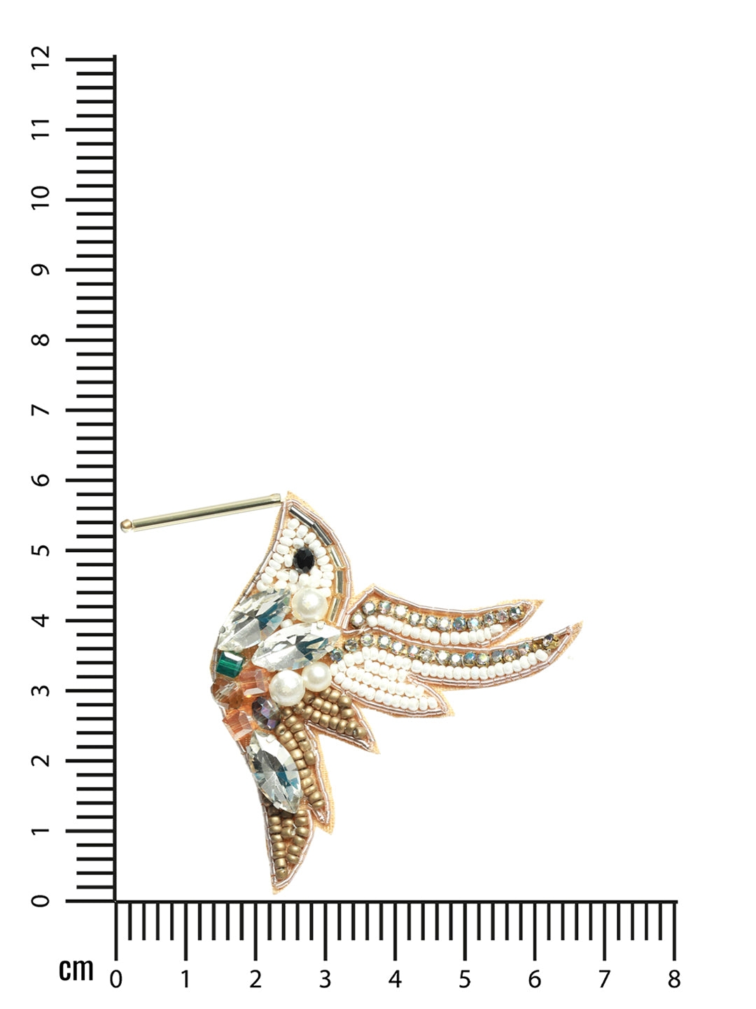 Gold Toned Beads & White Crystals Studded Contemporary Bird shaped Earrings - Jazzandsizzle