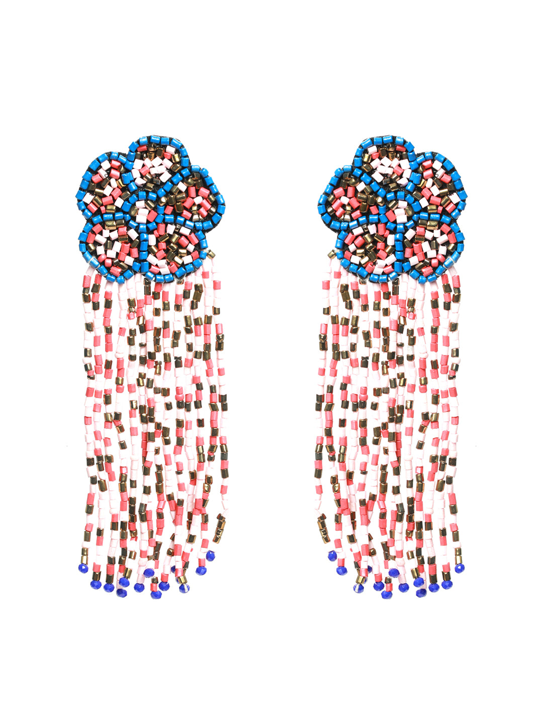 Gold-Plated & Multicolored Tasseled Contemporary Drop Earrings - Jazzandsizzle