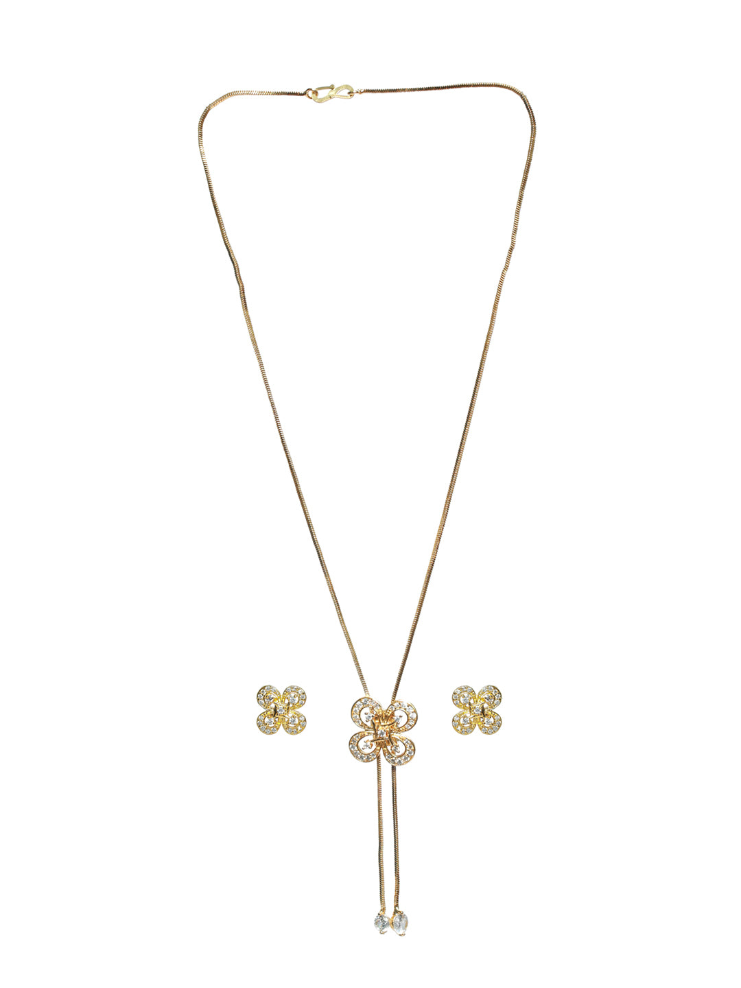 Gold-Plated Handcrafted AD Stone-Studded Adjustable Jewellery Set - Jazzandsizzle