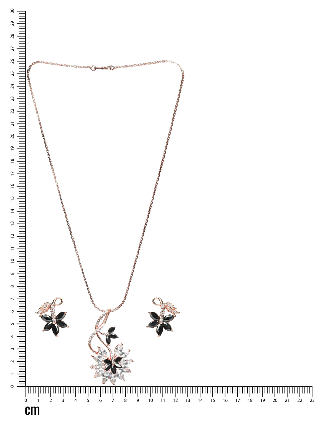 Black American Diamond Rose Gold Pendant & Earring Set - Jazzandsizzle