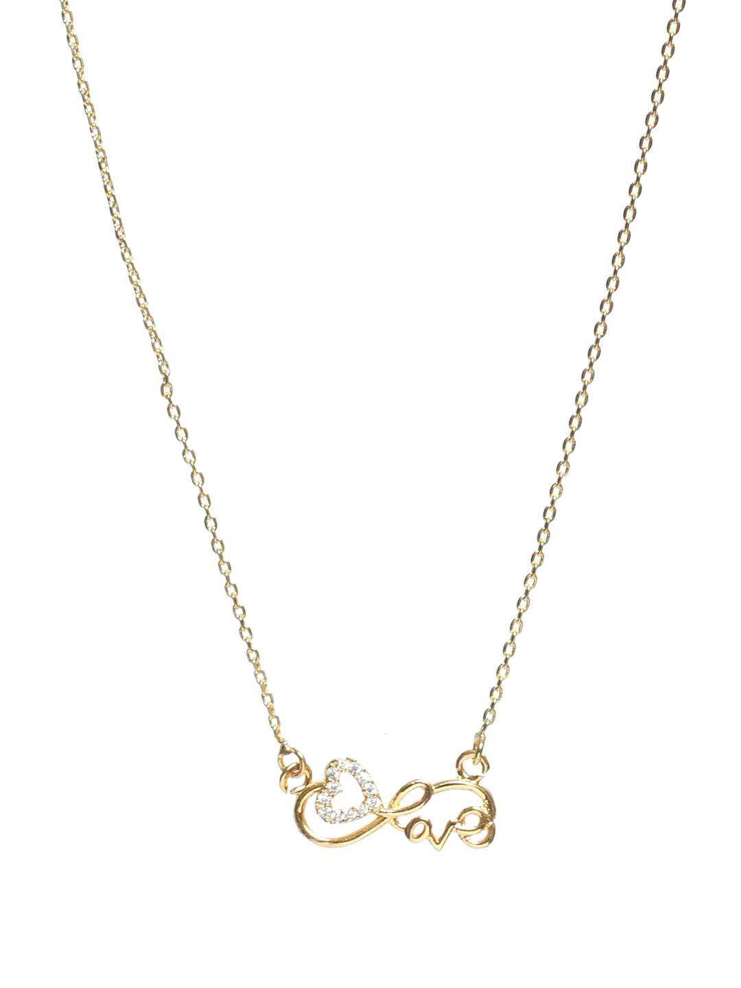 Gold-Plated White AD Studded Love Chain - Jazzandsizzle