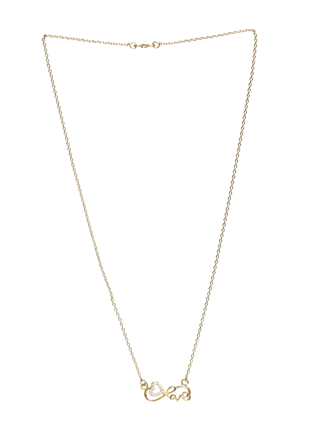 Gold-Plated White AD Studded Love Chain - Jazzandsizzle