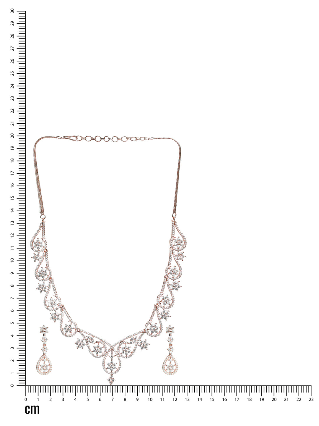 Rose Gold-Plated White American Diamond & CZ Studded Handcrafted Jewellery Set - Jazzandsizzle