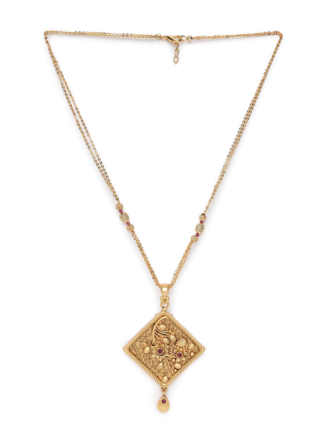 Gold-Plated Maroon Studded Handcrafted Jewellery Set - Jazzandsizzle