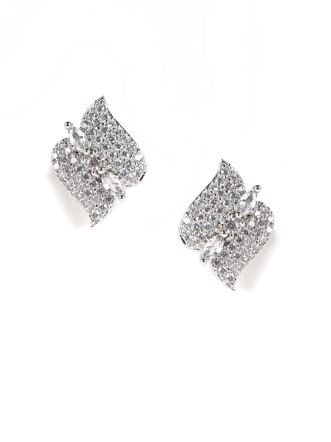 Set of 2 American Diamond studded Rose gold Plated Studs Earring - Jazzandsizzle